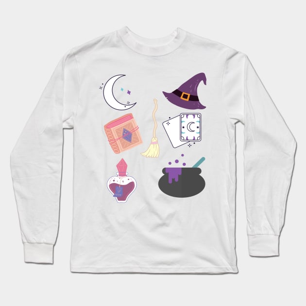 in the world full of princesses be a witch sticker pack Long Sleeve T-Shirt by kickstart